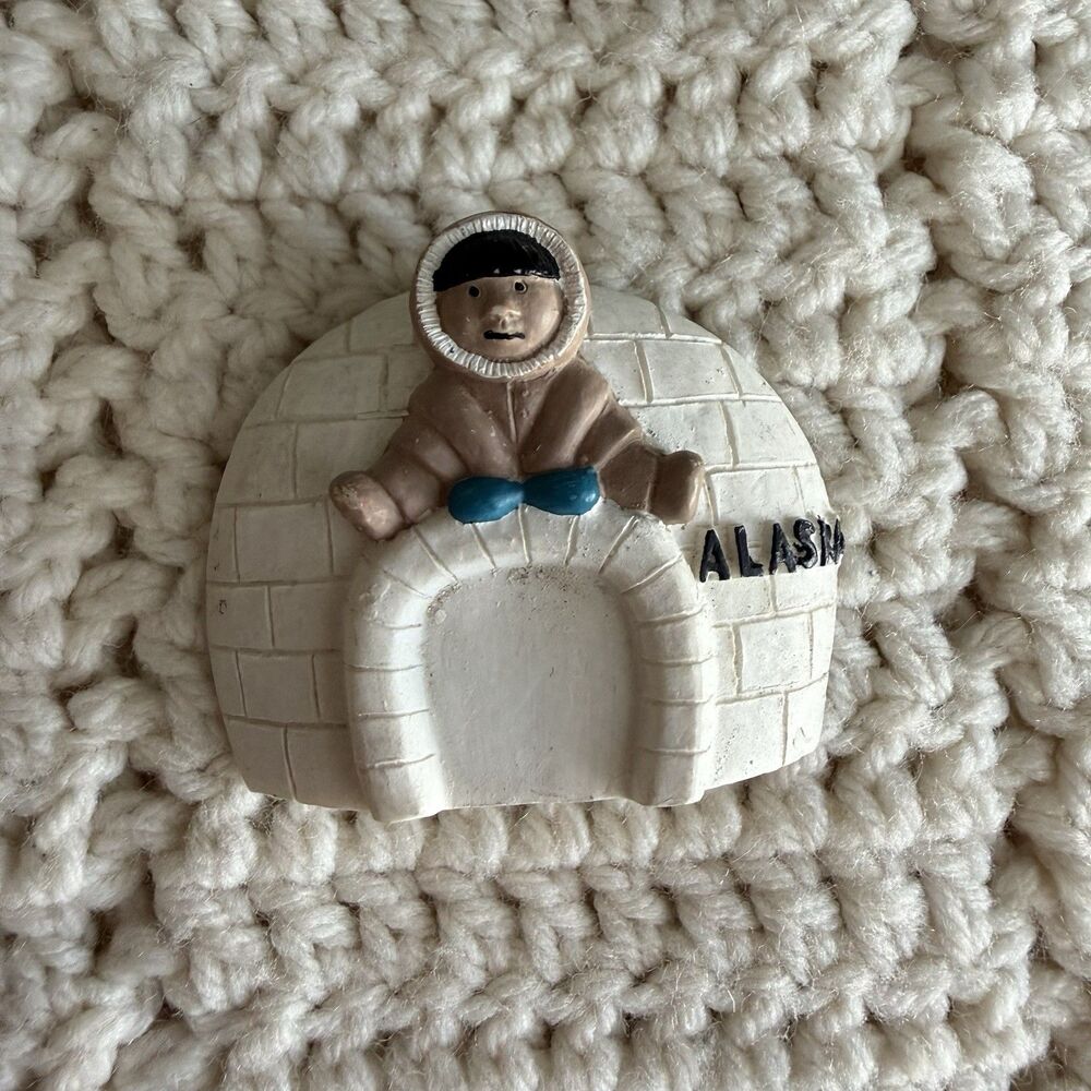 Vintage Alaska Eskimo Igloo Refrigerator Magnet Souvenir Keepsake